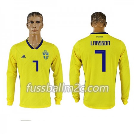 Fußballtrikots Schweden Larsson 7 Heim Trikotsatz WM 2018 Langarm